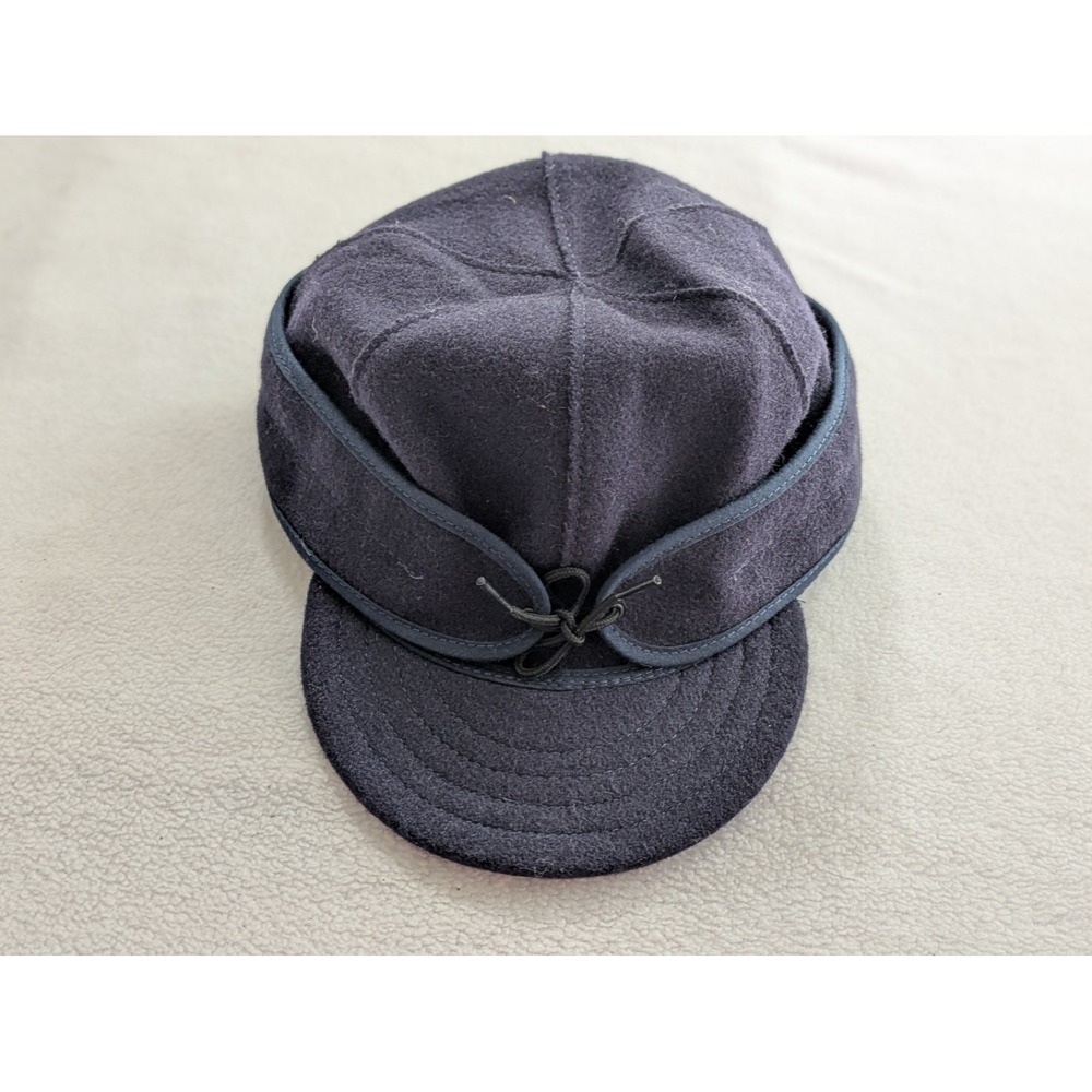 Stormy Kromer Hat Size 7 3/4 Navy Blue Ear Flaps Wool Blend Made USA